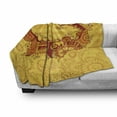 thumbnail image 3 of East Soft Flannel Fleece Throw Blanket, Traditional Ornamental Culture Bohemian Design, Cozy Plush for Indoor and Outdoor Use, 50" x 70", Marigold Orange and Ruby, by Ambesonne, 3 of 6