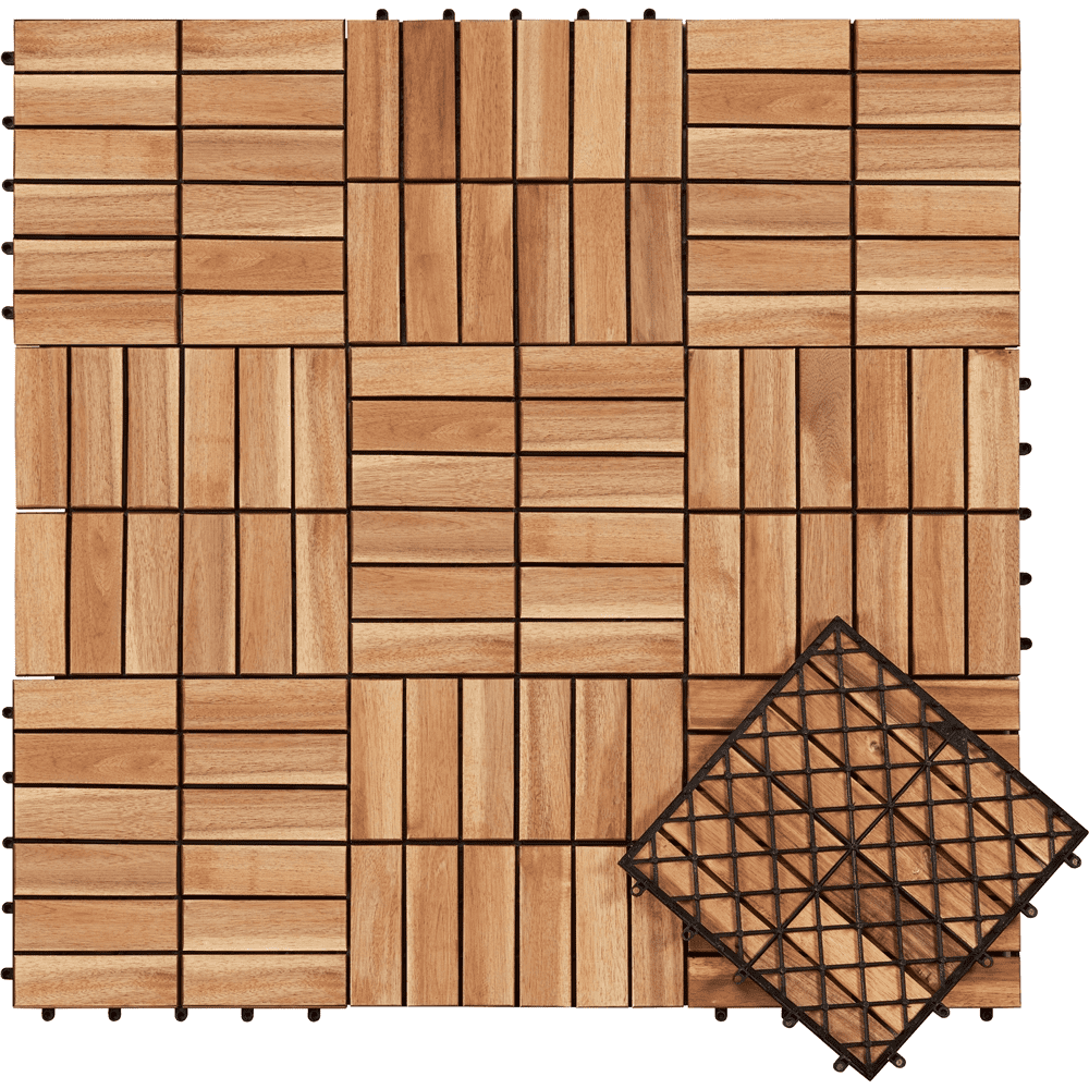 Renwick 10pcs Wood Flooring Tiles 12''x12'' for Outdoor & Indoor Patio Garden, Wood