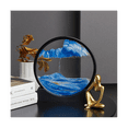 thumbnail image 3 of Sandscape Moving Sand Art Picture Round Hourglass 3D Mountain Sandscape Motion Display Flowing Sand Painting-Blue, 3 of 9