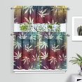 thumbnail image 2 of 27.5x36 Inch Kitchen Curtains Set 3pcs, Bamboo Leaf and Maple Design Polyester Valance and Tiers, Botanical Window Drapes for Small Kitchen or Cottage Decor, 2 of 6