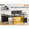 thumbnail image 6 of Furologee 66" Reversible L Shaped Gaming Desk with 6 Drawers & Printer Storage Shelves, Corner Computer Desk with Power Outlets & LED Lights, Home Office Table with Monitor Stand, Black, 6 of 9