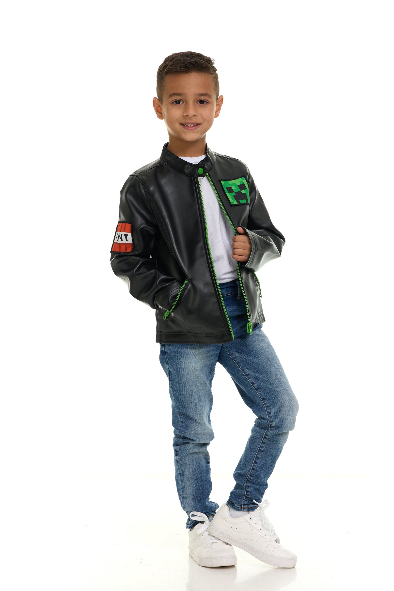 Minecraft Creeper Faux Leather Moto Jacket Little Kid to Big Kid
