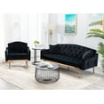 thumbnail image 3 of Muumblus Single Sofa Chair, Modern Teddy Velvet Upholstered Accent Chair with Metal Legs, Comfy Armchair for Living Room, 3 of 7