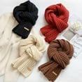 thumbnail image 4 of opolski Winter Scarf Knitted Thickened Solid Color Elastic Windproof Stay Warm Anti-shrink Lady School Outdoor Scarf Clothes Accessories Black, 4 of 8