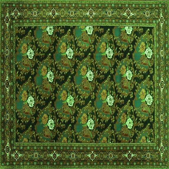 Ahgly Company Indoor Square Persian Green Traditional Area Rugs, 4' Square