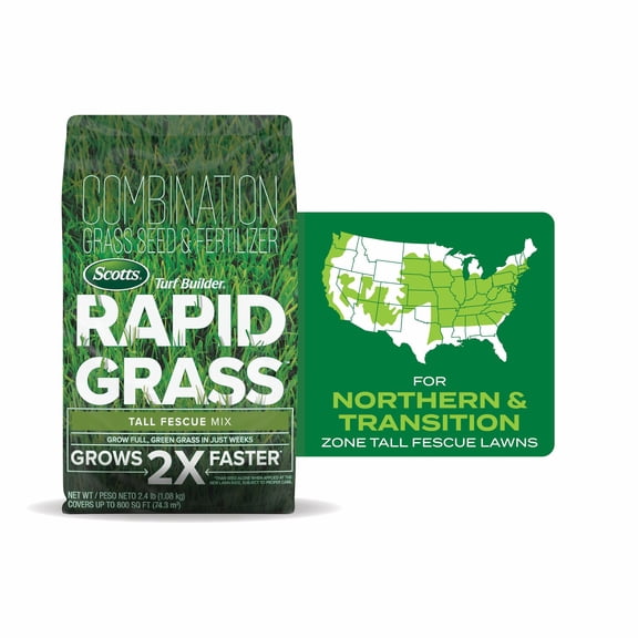 Scotts Turf Builder Rapid Grass Tall Fescue Mix, Grass Seed and Fertilizer, 2.4 lbs.