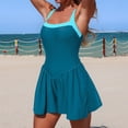 thumbnail image 6 of Xijirk One Piece Swimsuit Women,Color Swimwear Skirted Bottom with Side Pockets Bathing Suit Comfortable Flowy One Piece Swimsuit Practical Swimwear for Beach Pool,Swimsuit for Women,XL,Blue, 6 of 7