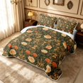 thumbnail image 3 of Erosebridal Tropical Flower Twin Quilt Set, Traditional Floral Twin Coverlet Set, Reversible, Dark Olive Peach, 2 Pieces (1 Bedspread and 1 Pillowcase), 3 of 7