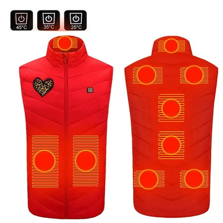 Frostluinai Heated Vest for Men Women Stand Collar Zip up Warm Jackets Waterproof Sleeveless Winter Coats 9 Heat Zones Outwear Vests with Pocket