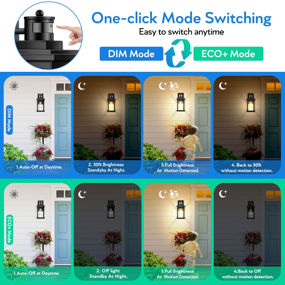 VIANIS Outdoor Light Fixture Motion Sensor, Anti-Rust Dusk to Dawn Outdoor Lights for House, Waterproof Outdoor Coach Lights for Garage, Patio, Anti-Rust, 1-Pack