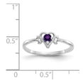 thumbnail image 3 of Solid 14K White Gold Amethyst Purple February Gemstone Birthstone Heart Engagement Ring Size 5.5, 3 of 6