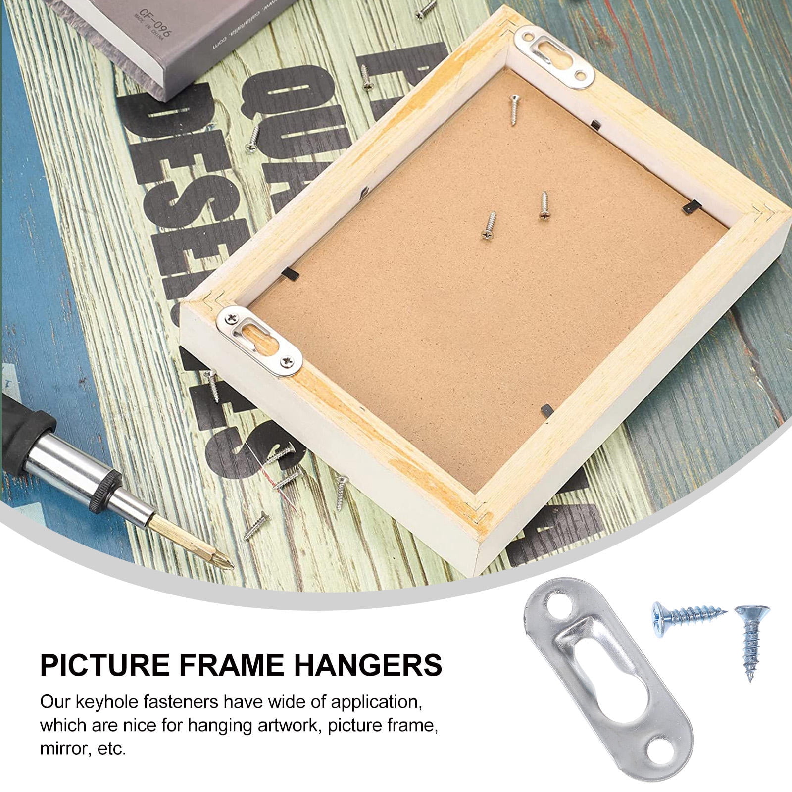 Mobutofu  Keyhole Hangers Easy Install for Artwork and Mirrors 90Pcs