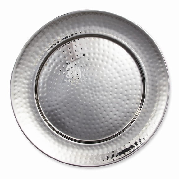 FB Jewels Stainless Steel 14 Inch Hammered Round Tray