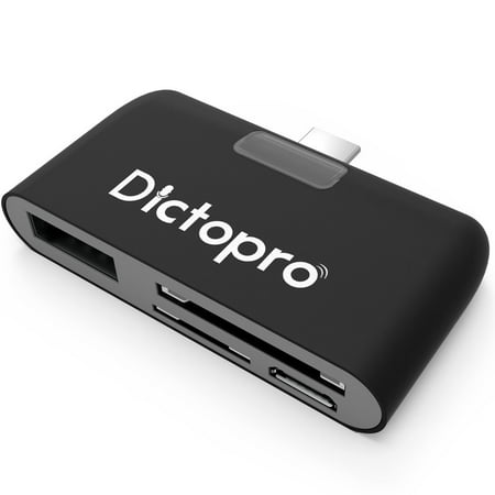 DICTOPRO - USB-C Type-C Hub Adapter w/ High Speed Transfer Card Reader for SD, microSD, Micro-USB, USB, 4-in-1 Combo. Slim External Travel Adaptor For MacBook Laptop, Android, Apple, Mac, PC (Best Way To Transfer Music From Pc To Android)