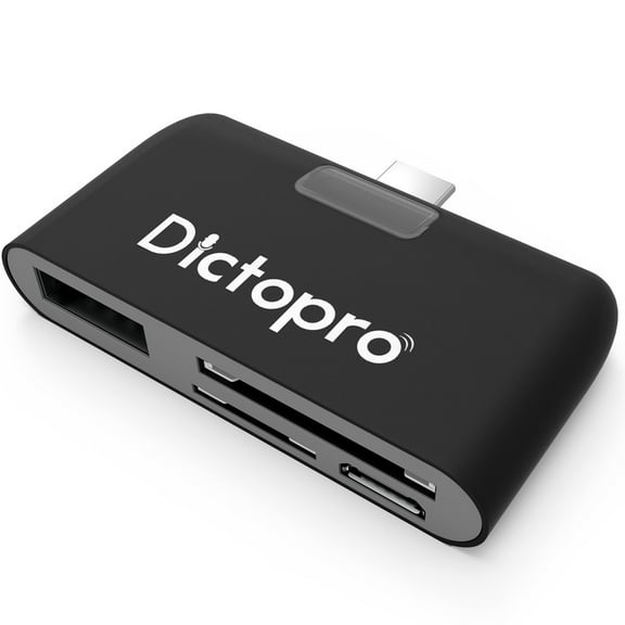 DICTOPRO - USB-C Type-C Hub Adapter w/ High Speed Transfer Card Reader for SD, microSD, Micro-USB, USB, 4-in-1 Combo. Slim External Travel Adaptor For MacBook Laptop, Android, Apple, Mac, PC 2018