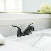 Mainstays 4-inch Centerset Bathroom Faucet with Push Pop-up, Dual Handle, Matte Black