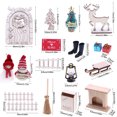 thumbnail image 3 of Christmas Village Houses Figurines Decoration Set Christmas Miniature Ornaments Mini Garden Accessories Kit with Santa Claus Snowmen Reindeer Bench Street Lamps Christmas Tree, 3 of 6