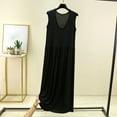 thumbnail image 2 of Fartey Sleeveless Night Dress for Women Soft Comfy V Neck Nightshirt Loose Flowy Solid Color Pleated Nightdress Lightweight Casual Daily Loungewear Black XL, 2 of 8