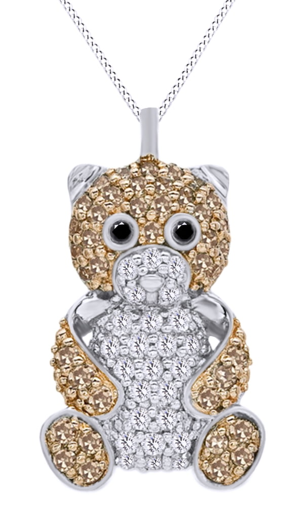 Teddy Bear 1.22ctw Diamond 14k WhiteGold Pendant | LOGR