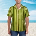 thumbnail image 2 of Pofeuu Green Bamboo Fence Print Hawaiian Shirt for Men Sleeves Casual Button Down Summer Beach Dress Shirts T-Shirts,Large, 2 of 7