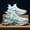 White Moon, variant on Shock-absorbing Men's Blade Type Lace-up Graffiti Trendy Sneakers - Breathable Running Shoes