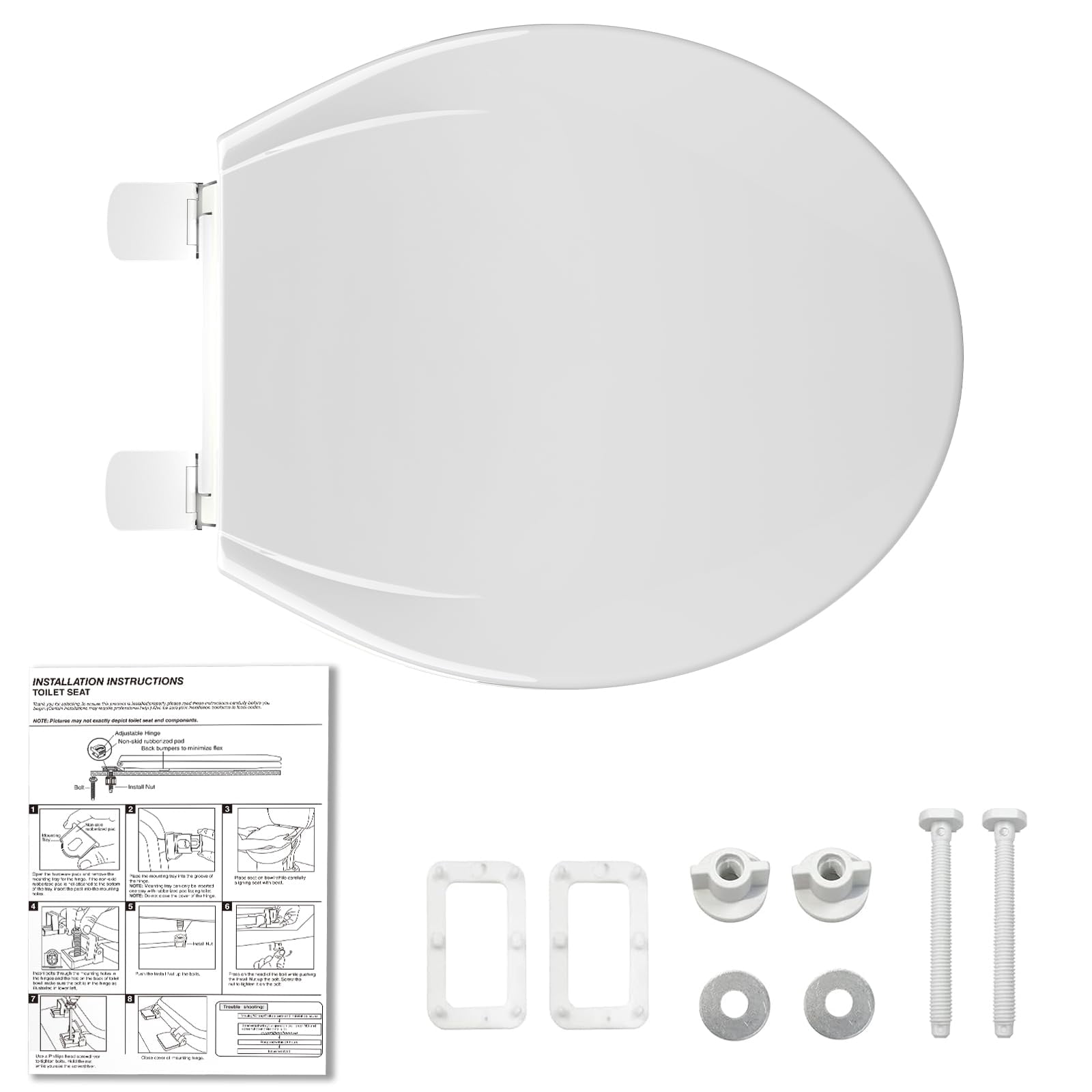 Soft Close Commercial Toilet Seat with Built-in Toddler Potty Training - No Wiggle, Durable PP, Easy Install & Clean, 17" Round, F2040S American Standard, 2 Pack, White