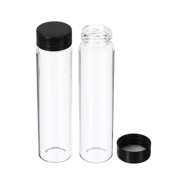 Unique Bargains Bouteille de Rangement en Verre pour Réactif 50 ml, Bouchon Rond en Plastique à Vis, Labo Maison, Transparent, Lot de 12