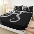 thumbnail image 4 of Feelyou Black White Ink Octopus Full Size Sheets for Boys Girls, Retro Ocean Wildlife Bed Sheets, Black Grey, 4 Pieces, 4 of 5