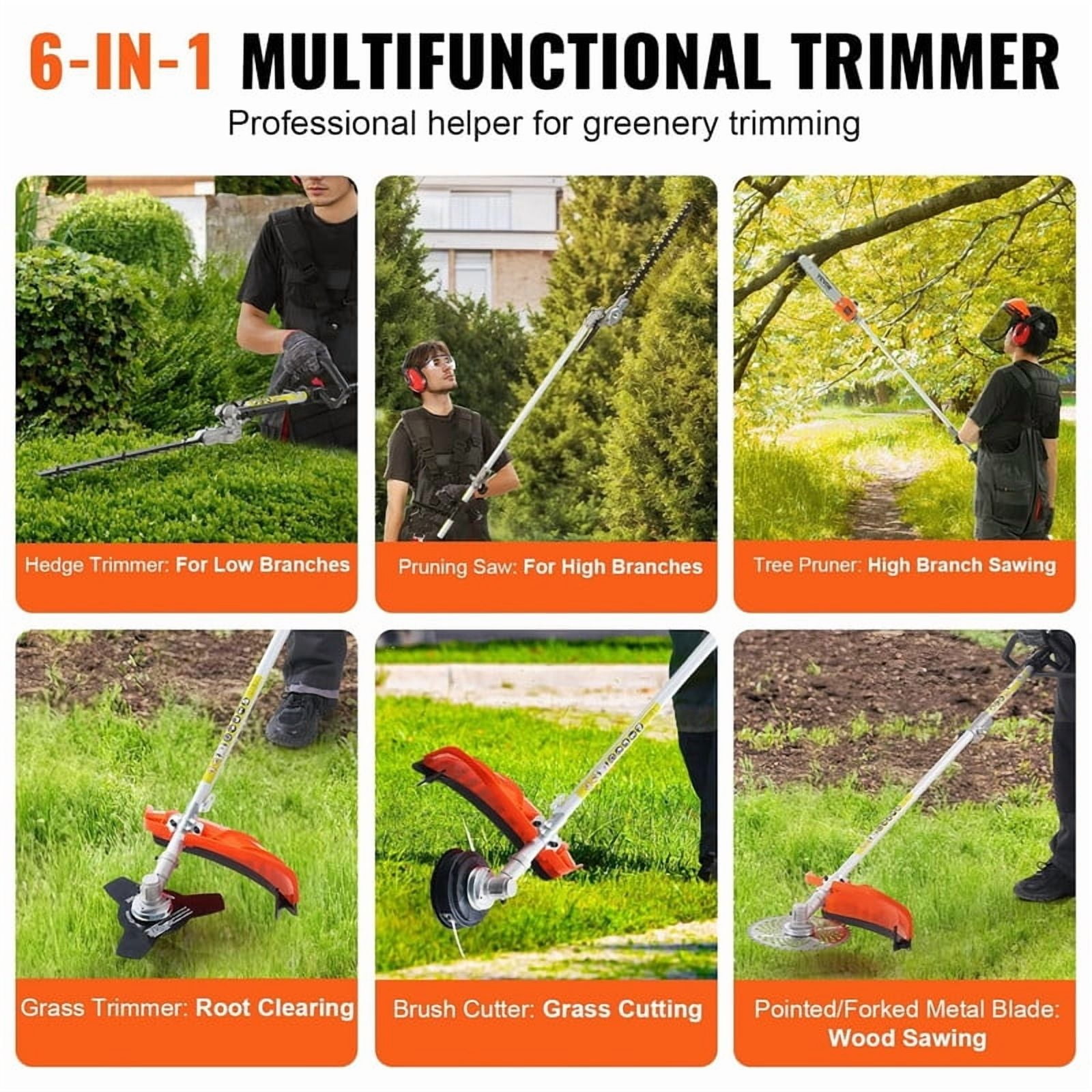 YNCE 52cc Gas Weed Eater,5 in 1 Gas Weed Eate with Hedge Trimmer Chainsaw Brush Cutter,2-Cycle Gas String Trimmers for Weeds and Grass.