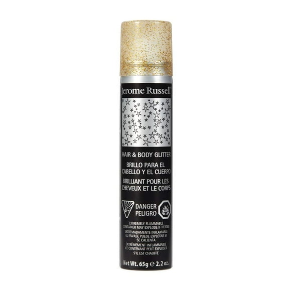 Jerome Russell Temporary Hair And Body Glitter Color Spray Travel Spray Lightweight Adds Sparkly Shimmery Glow Perfect To Use On Hair Skin Or Clothing 2.2 Oz - Glitter Gold X 1 Pack