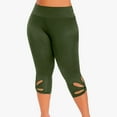 thumbnail image 6 of Tmtolofot Womens Yoga Pants With Pockets Skinny Fit Capri Leggings For Women Tummy Control Workout Leggings Solid Color Elastic Waist Compression Capris Pants , 1#Army Green , 5X-Large, 6 of 8