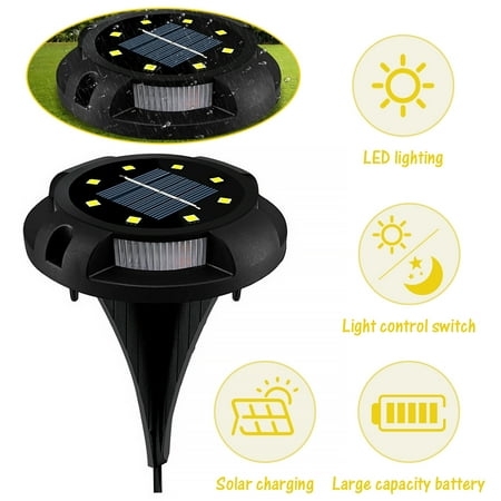 

HLONK Solar Floor Light Outdoor LED Disc Light Solar Waterproof Floor Light Suitable for Garden Deck Courtyard Driveway Garden Decoration 8 LED White + Side RGB Colorful