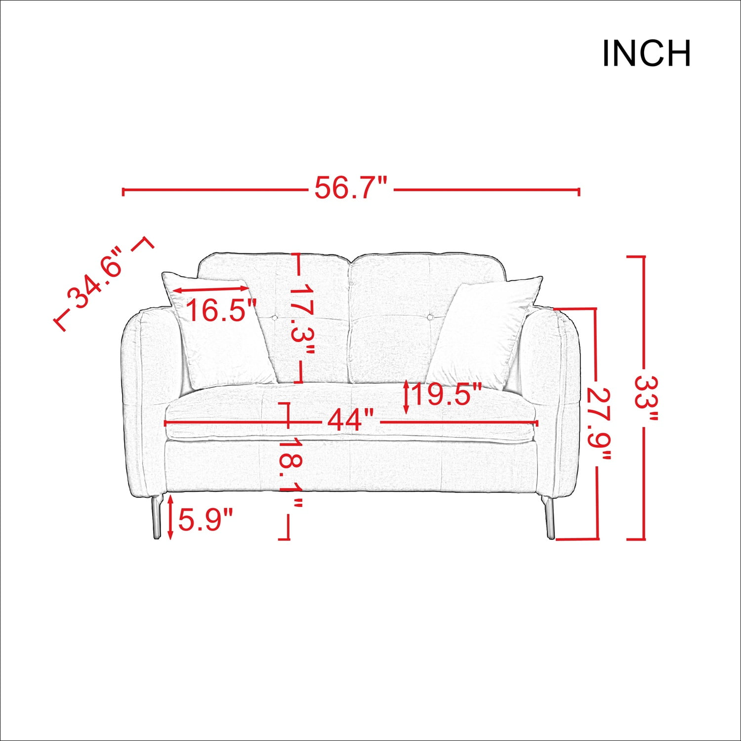 Kadyn 2-Seater Fabric Sofa Couch, Modern Loveseat Sofa with Pillow, Upholstered Linen Fabric Sofa for Living Room, Dark Gray Kadyn 2-Seater Fabric Sofa Couch, Modern Loveseat Sofa with Pillow, Upholstered Linen Fabric Sofa for Living Room, Dark Gray