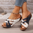 thumbnail image 4 of Rokment Orthopedic Wedge Dress Sandals for Women with Arch Support 2026 Summer Fashion Casual Color Block Buckles Platform Walking Beach Slip on Slides Shoes Blue Size 8.5, 4 of 6