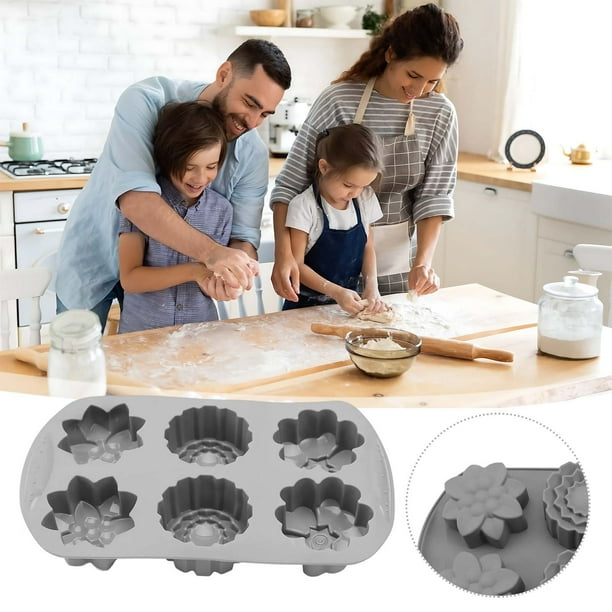 Molde de Silicona con Forma de Corazón de 6 Cavidades para Hornear Pasteles, Gelatinas, Budines y Chocolates. Grado Alimenticio, Antiadherente, Fácil de Limpiar.
