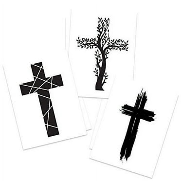 FashionTats Modern Cross Temporary Tattoos | 9-Pack | Skin Safe | MADE IN THE USA | Removable