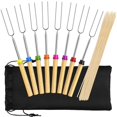thumbnail image 3 of 8 Pcs Bâtons de Rôtissage Guimauves Réutilisables Télescopique Bâtons de Barbecue Fourchettes de Rôtissage Extensibles Brochettes de BBQ en Acier Inoxydable avec 20 Bâtons de Bambou et Sac de Rangement pour Feu de Camp Camping, 3 of 10
