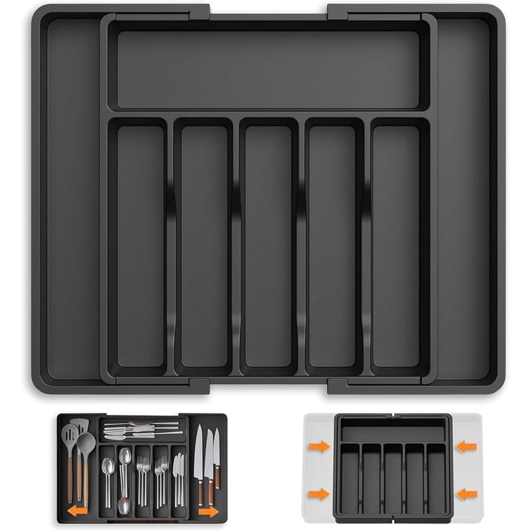 Behome Expandable Kitchen Drawer Organizer, Black photo 1