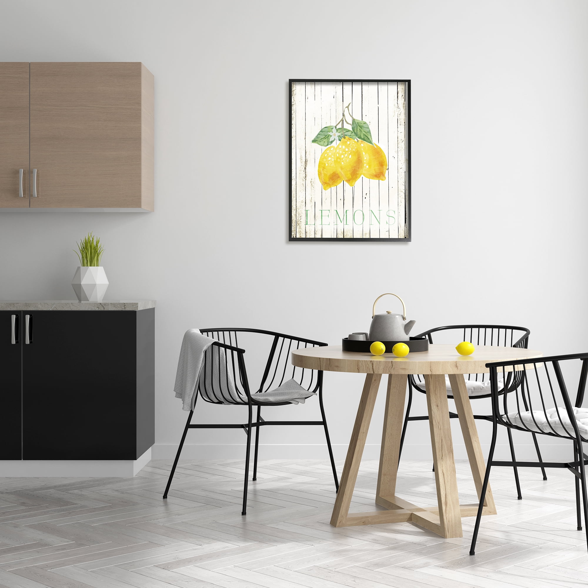 Stupell Rustic Lemons Country Patterned Food & Beverage Painting Black Framed Art Print Wall Art