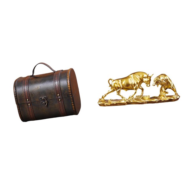 Estuche organizador de joyas,Organizador de joyas de madera para mujeres,hombres y niñas.,Estatua de escritorio,Figura decorativa de pelea de toros y osos,Colecciones de esculturas de