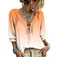 thumbnail image 2 of Womens V Neck 3/4 Sleeve Bohemian Casual Blouses 3/4 Sleeve V Neck Peasant Top Abstract Geometric Print Loose Fit Work Blouses, 2 of 5