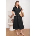 thumbnail image 5 of utcoco Womens Denim Dress Lapel Short Sleeve Frayed Hem Jean Dresses Oversized Button Down A Line Shirt Dress, 5 of 7