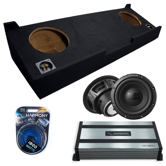 Harmony Audio Alpine fits 07-13 Chevy Silverado Crew Cab Truck W10S4 Dual 10" Subwoofer 500W Sealed Sub Box | HA-A800.1 Amplifier, 4GA Amp Kit