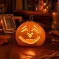 thumbnail image 6 of Halloween Pumpkin Decor 5 Inch Ceramic Pumpkin Lantern Jack O Lantern Lights Light Up Pumpkin for Indoor Halloween Table Decor Halloween Party Home Display, 1 Pack, 6 of 6