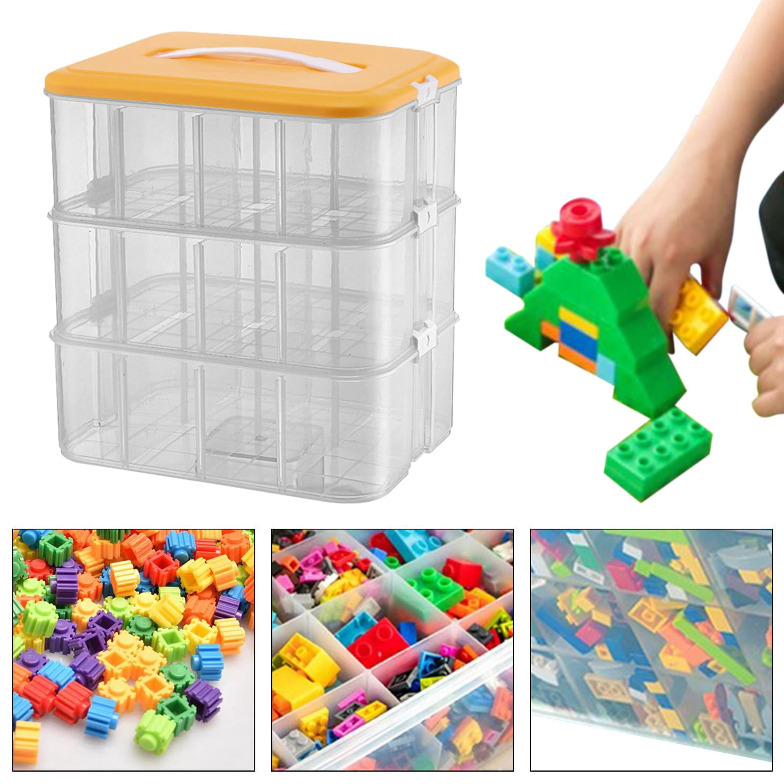 Fiocias Portable Building Blocks Storage Gaming Building Blocks Container Case for Craft three floors