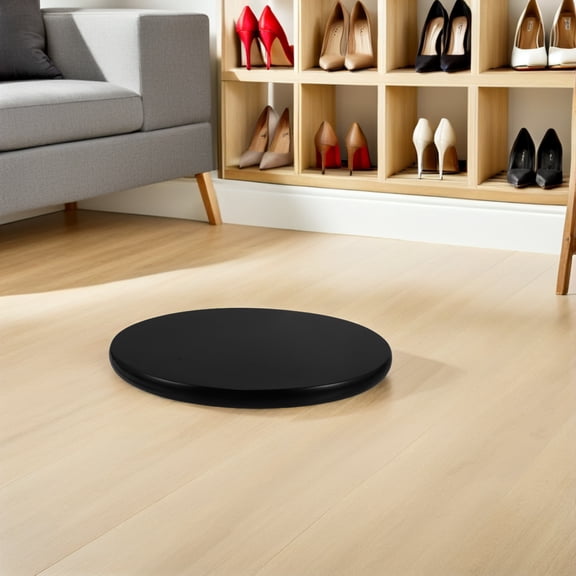 OUNONA Black Wooden Round Stool with Soft Cushion, Comfortable Seating for Dining Room, Office, Kitchen, and Living Room Use