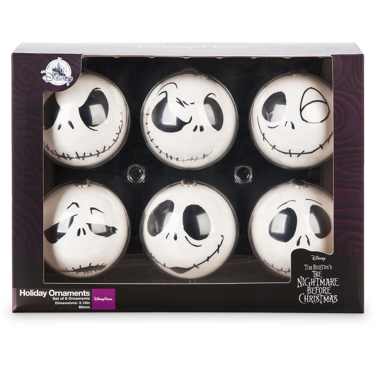 Disney Parks Decoupaged Jack Skellington Ball Holiday Ornaments New