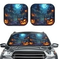 thumbnail image 2 of Windshield Sun Shade, Halloween Pumpkin Castle Purple Foldable Car Sun Shade Windshield for Front, 2 Pieces, 2 of 7