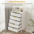 thumbnail image 4 of Grooved 5 Drawer Storage Cabinet, Dressing Table with Gold  Metal  Handles, Small Dressing Table, Storage Cabinet Organizer, Wooden Chest of Drawers Dressing Table for Bedroom, Living Room, Hallway, 4 of 6