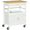 thumbnail image 1 of HOMCOM Kitchen Cart, Small Kitchen Island with Storage Drawer, Side Hooks, 1 of 9